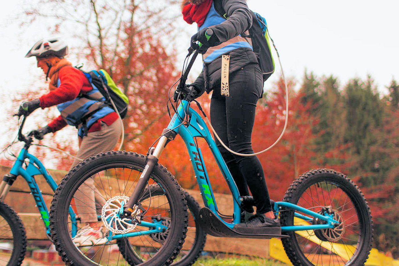 Cross met een E-step over de heide