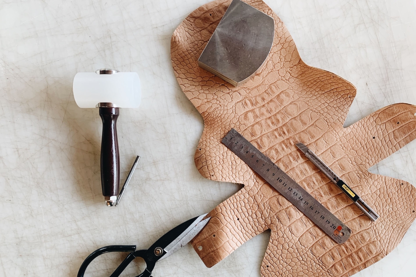 materiaal workshop leren clutch maken cadeau