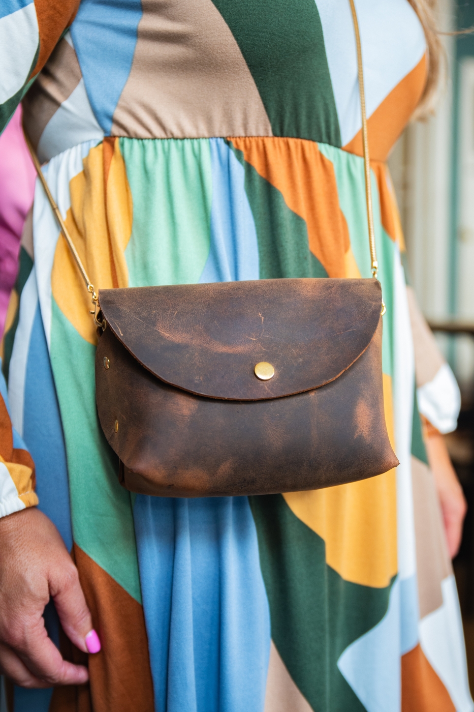bruine tas workshop leren clutch maken cadeau